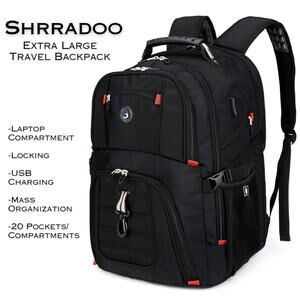 Shrradoo Extra Large Travel Laptop Backpack USB Charging Lock Protection NEW